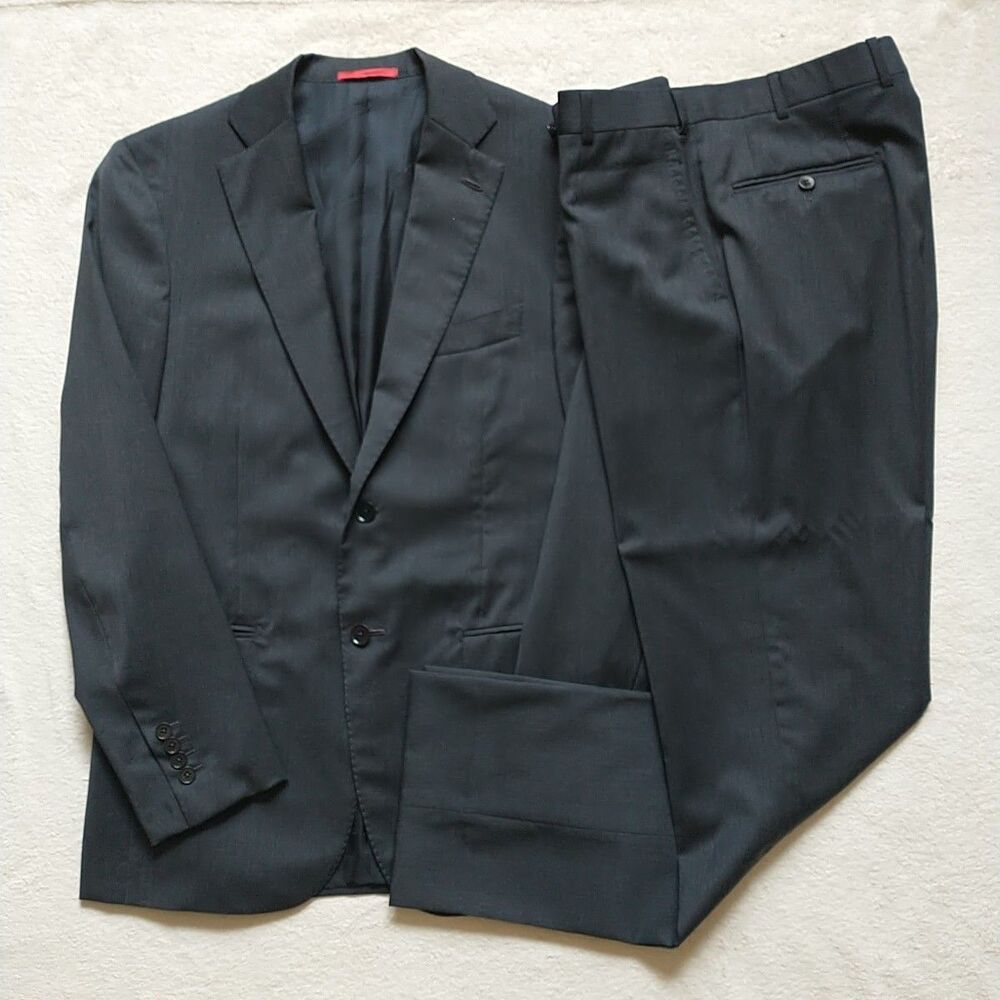 ISAIA Aqua Spider 2Piece Suit Mens IT48 US38 Charcoal Grey Wool Itay*READ
